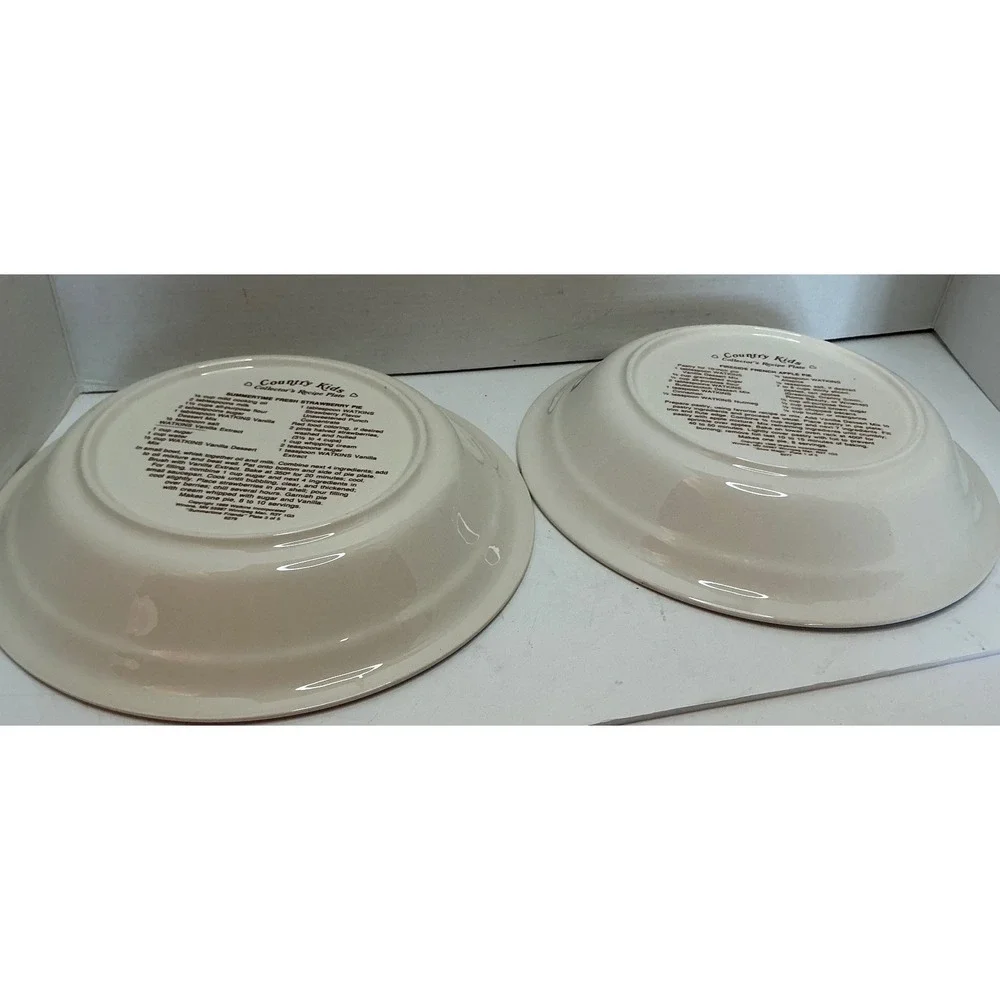 Watkins Vintage 1989 Country Kids Pie Plates Set of 2 Recipe Ceramic 10.5 Inch